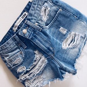 Lovers + Friends Denim Ripped Shorts